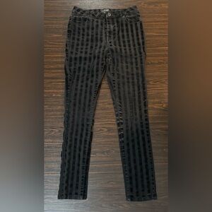 Widow Black Velvet and Denim Striped Skinny Jeans size S